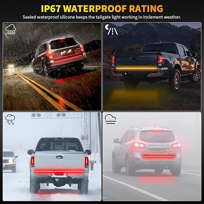 1797 Tailgate Light Bar 60 Inch LED Brake Light Strip for Truck Bed Turn Signal Reverse fit Car Pickup Trucks Exterior Rear Accessories 12V Waterproof