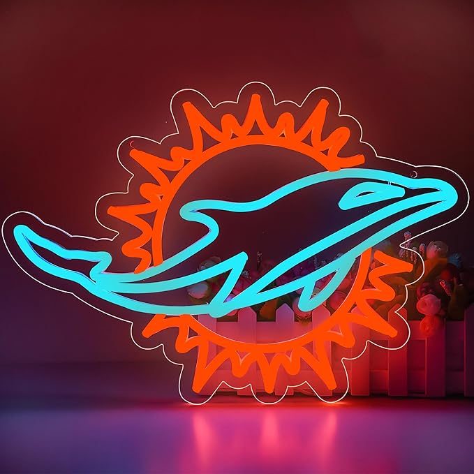 Football Neon Sign for Wall Decor Football Led Neon Light for Man Cave Birthday Gifts for Rugby Fans Dimmable Ice Blue Light Sign for Party Club Bar Dorm Size16.1 * 12inch(ZYLD118)