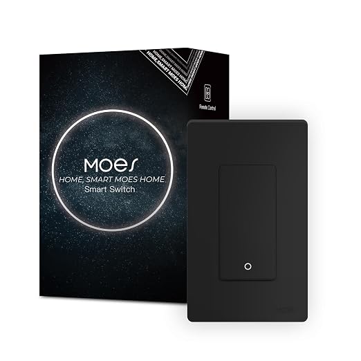 MOES Star Ring WiFi Smart Light Switch, Voice Alexa Google, 1 Gang Black | Star Ring Night Guide Glow, 2.4GHz WiFi No Hub Required, Smart Life App, Timer Away Mode, Single Pole Neutral Wire 10A
