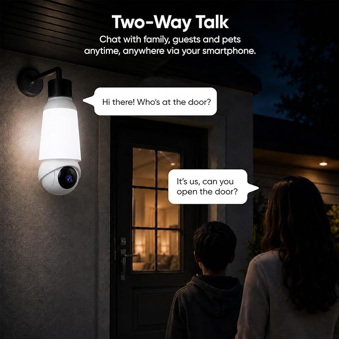 Light Bulb Security Camera, 5G&2.4GHz WiFi Light Bulb Cameras Wireless Outdoor Indoor, 2 in 1 Lightbulb Camera for Home Security, 2K HD Color Night Vision, Smart AI Motion Detection, 911 Emergency