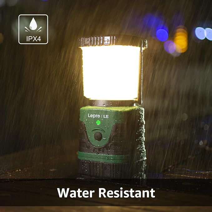 Lepro 1000LM LED Camping Lantern Rechargeable, 4400mAh Green Tent Light with 4 Light Modes, Waterproof Lantern Flashlight for Hurricane Emergency, Camping Essentials, USB Cable Included | Camping Essentials, Waterproof Lantern Flashlight for Camping, E...