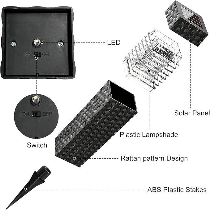SUNNYPARK 8 Pack Solar Pathway Lights Outdoor | Rattan Style, Modern Design, Waterproof, LED Landscape Lights for Walkway, Driveway, Patio, Yard