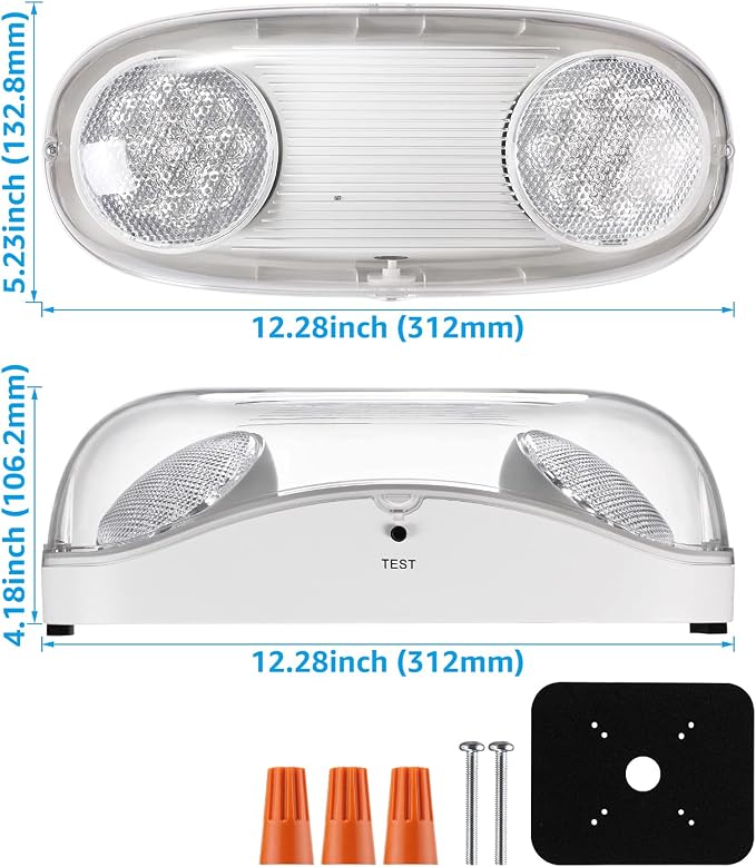 LEONLITE 4-Pack Wet Location LED Emergency Lights IP65 Waterproof White | Commercial Exit Lights for Business, with Battery Backup, 2 Adjustable Heads, UL &FCC Listed, 120/277V