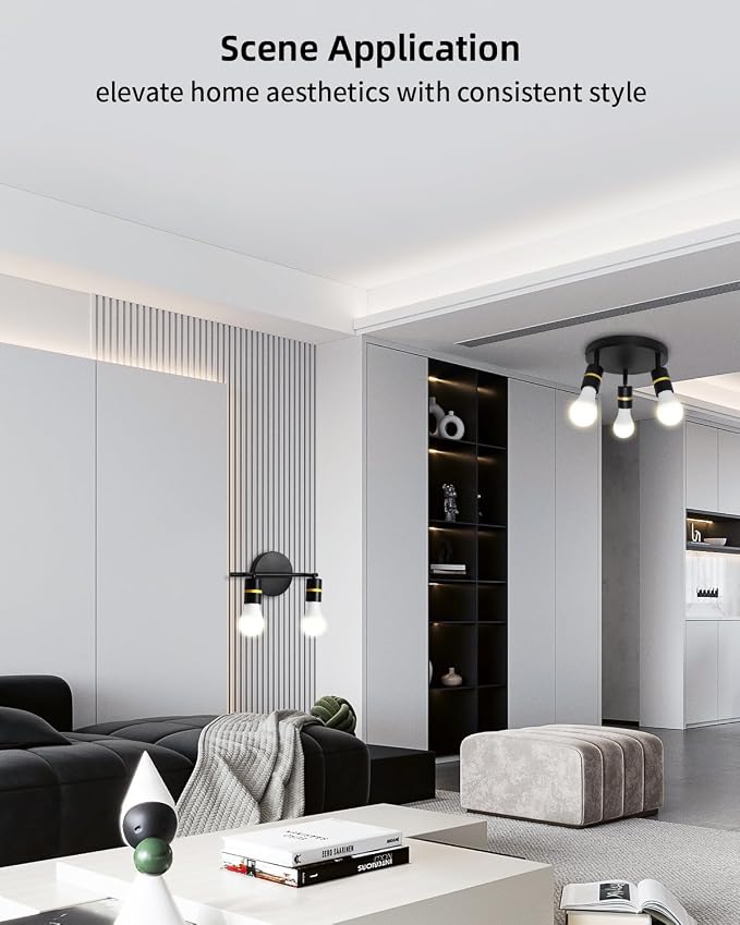 HiBay 2-Light Track Lighting, Rotatable Ceiling Spotlight, Black Gold, E26 | 2 heads for a small accent area, adjustable black-gold design aims light where needed, E26 base for your own bulbs