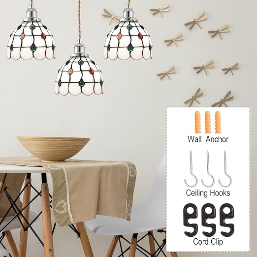 15.4ft Pendant Light Cord Kit, Industrial Vintage Plug in E26 Socket Hanging Light with Switch, Hemp Rope Hanging Light Fixture for Pendant Lamp Farmhouse Lamp Cable DIY