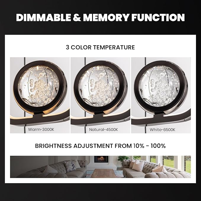 10-Light Modern LED Crystal Chandelier 10 Lights Black High Ceiling Chandelier for Staircase Large Adjustable Length Light Fixture for Foyer, Entryway, Living Room