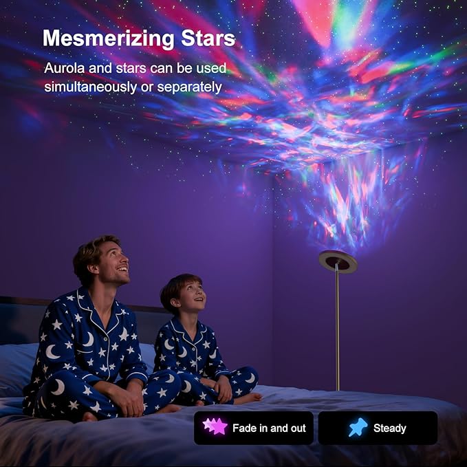 DUSKTEC Floor Lamp with RGB Star Projector, 15W 1400LM Dimmable 4 Color Temperatures LED Standing Lamp with Remote, Modern Tall Black Corner Lamp for Living Room, Bedroom, Office (Gold)
