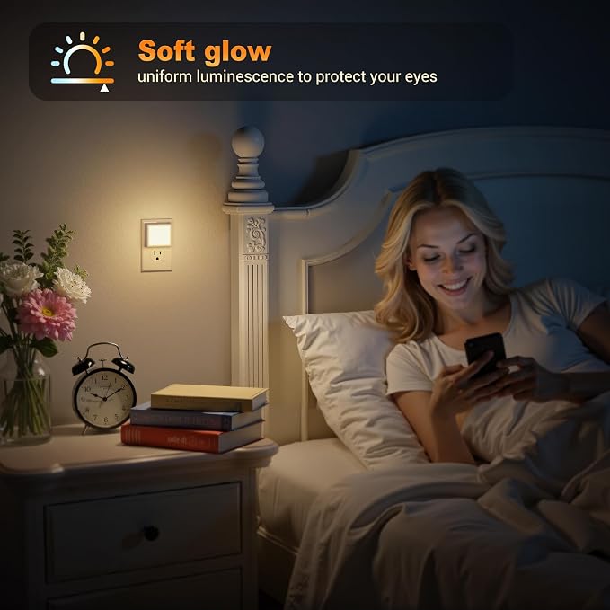 JandCase LED 3CCT Night Lights Plug into Wall, 0.3W Plug in Night Light | Dimmable, Dusk to Dawn Sensor, 2 Pack Bright Nightlight Auto-On/Off, for Adults Kids Room Bedroom Bathroom Hallway Kitchen