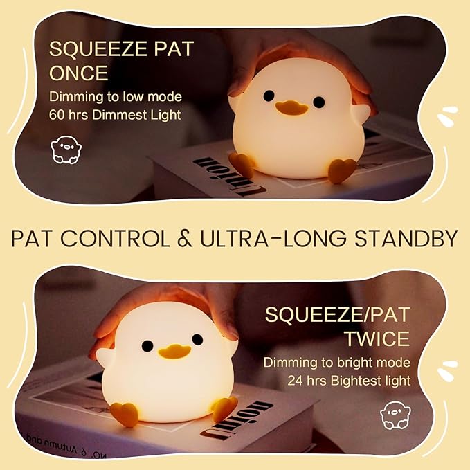 Cute Duck Night Light, Dodo Duck Cute Lamp, Bean Shape, Kids Squishy Ducky Stuff, Silicone Dimmable Baby Nursery Touch Nightlight, Boy Girls College White Elephant Gifts, Home Décor Things
