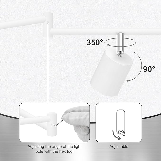 White Track Lighting Fixture Ceiling, Modern Track Light Fixtures Kitchen, 8-Light Rotatable LED Track Lights, Semi Flush Wall Sconces Lighting for Dining Room/Hallway(GU10 Socket, Bulb Not Included)