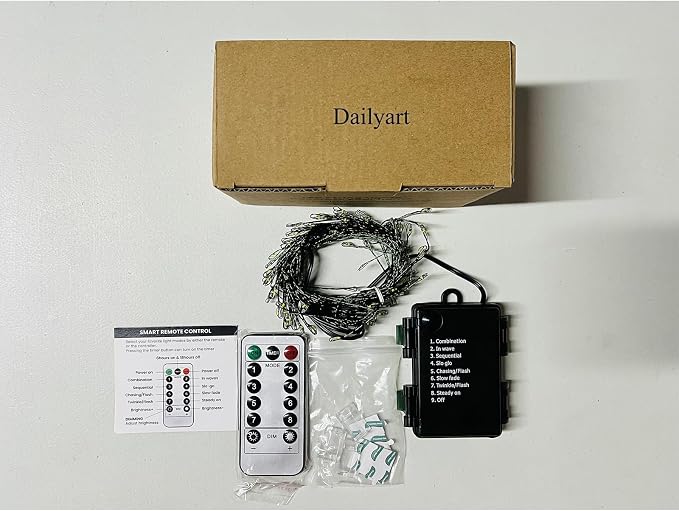 Dailyart 6feet 120 LED Starry Lights, Battery Operated Waterproof Dark Green Copper Wire Fairy Light String Light for Garland, Wreath, Patio, Garden, Wedding, Party, Xmas