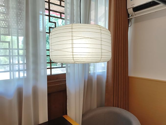 White Doughnut Lampshade(16.93inch/43cm) Cotton Paper Lampshade,Japanese-style Simple Foldable ceiling light, Suitable for Indoor Bedroom, Living Room and Room Decoration