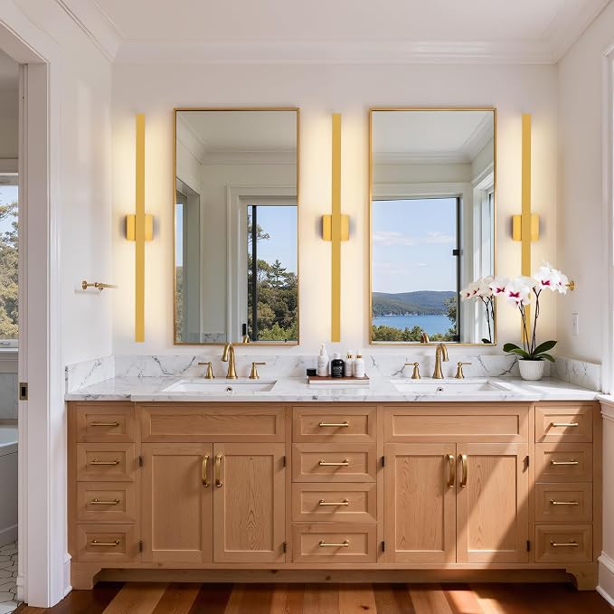 Modern Bathroom Lighting Fixtures Over Mirror, 39 Inch 30W Gold Vanity Light Bar for Bathroom, Dimmable 5CCT LED Bathroom Wall Light Fixtures