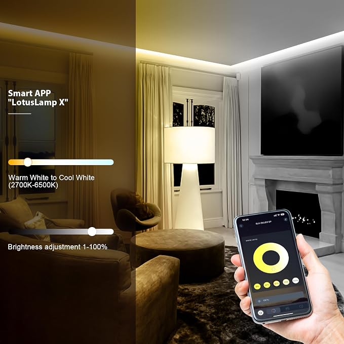 COB LED Strip Light White, 33ft Dimmable 2700K-6500K High Density 24V Flexible LED Tape Light with Remote and APP Control, UL-Listed White led Strip Lights for Bedroom Kitchen Christmas Decor