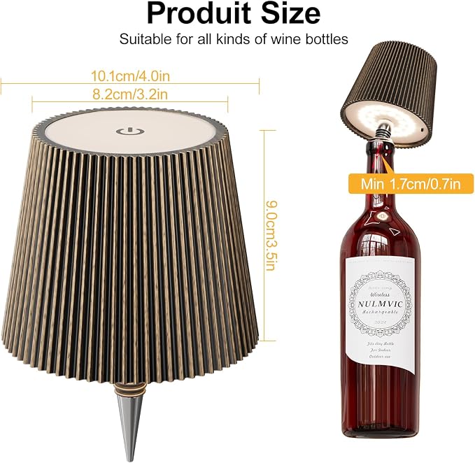 2 Pack Wine Bottle Lamps, 2026 New 3 Color Rechargeable Wireless Bottle Lamps, Bottle Light for Liquor Bottles with Touch Dimming for Parties, Restaurants & Home Decor（Bronze）