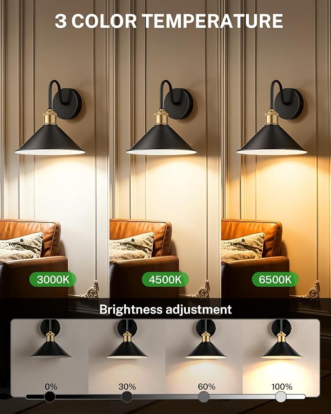 SAIMAND Battery Operated Wall Sconces Set of 2,Wireless Rechargeable Lights | Modern Cordless Wall Sconces with Remote Control, 9-Color Dimmable LED Lamps for Bedrooms, Living Rooms Hallways (9In-Black)