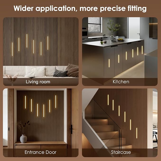 Slat Wall Lights for Wood Panel-6PCS LED Recessed Lighting Kit | White Light Cover Adhesive Black LED Strip Light for Interior Wood Slat Wall,Dimmable &Touch 3000K Wall Panel Light