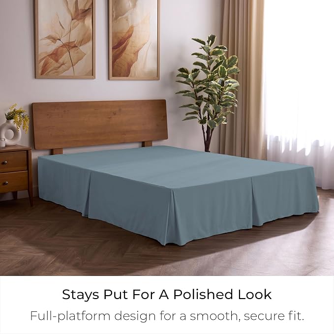 Mellanni Bed Skirt Full Size - Tailored Drop Bed Skirting | 15-Inch Pleated Dust Ruffle - Hotel Luxury Bedding - Wrinkle, Fade, Stain Resistant - 1 Bedskirt (Twin XL, Spa Blue)