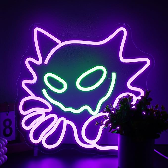 Neon Sign, Anime Neon Signs for Wall Decor LED Light up Signs Home Decor for Bedroom, Man Cave, Gaming Room, Party, Club, Pub, Bar Decoration Christmas Halloween Easter Gift USB Operated