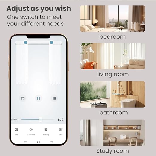 Smart Curtain Switch Single Gang 2.4GHz Wi-Fi Touch Switch, Neutral Wire Required,Work with Smart Life/Tuya App and Alexa,Tempered Glass Panel,White