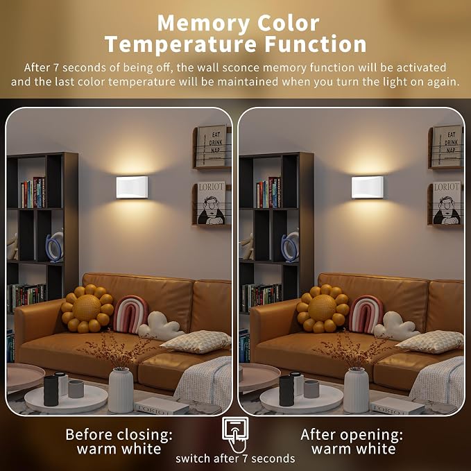 Black Modern LED Wall Sconce, 3 Colors Indoor Wall Lights, 10W Hardwired Up and Down Aluminum Wall Mount Lamp for Bedroom Living Room Hallway Corridor (White, 6 Pack)