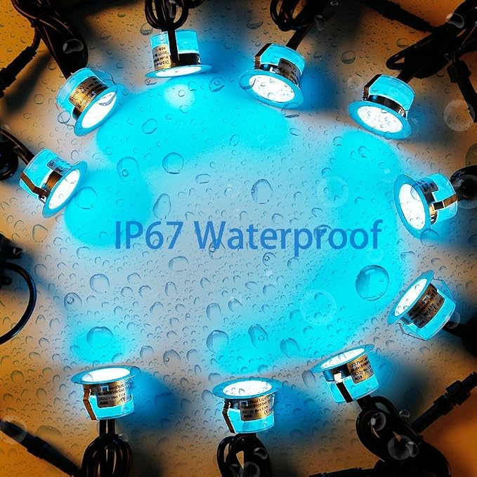 30 Pack 1.22 Inch Smart LED Deck Lights, Low Voltage RGB Outdoor Lighting | Recessed 12V IP67 Waterproof, APP Control, Compatible with Alexa & Google Home, for Patio Stair Steps Landscape Decor