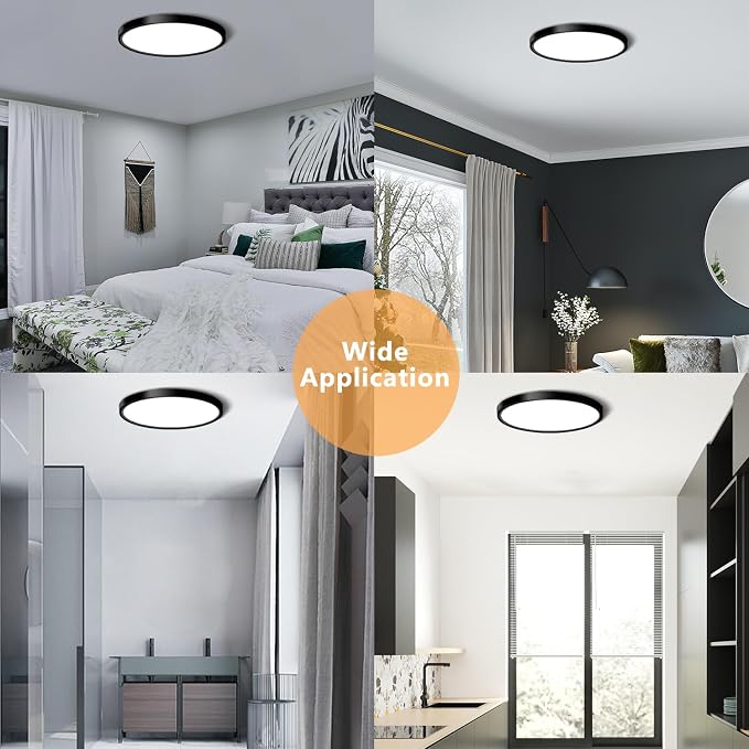 LED Flush Mount Ceiling Light Fixture, 12Inch 24W Led Ceiling Light 5000K 2300LM Ultra Thin Flat Surface Panel Light Low Profile Ceiling Light for Bedroom Kitchen Bathroom Garage Living Room