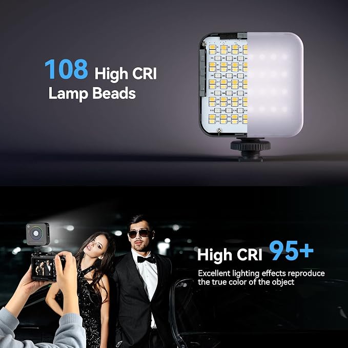 SmallRig P108 RGB Video Light,Portable LED Camera Lights 360° Full Color Photography Lighting w 3 Cold Shoe, 2500mAh Rechargeable On-Camera Video Light Panel 2700K - 6500K for YouTube, Vlogging