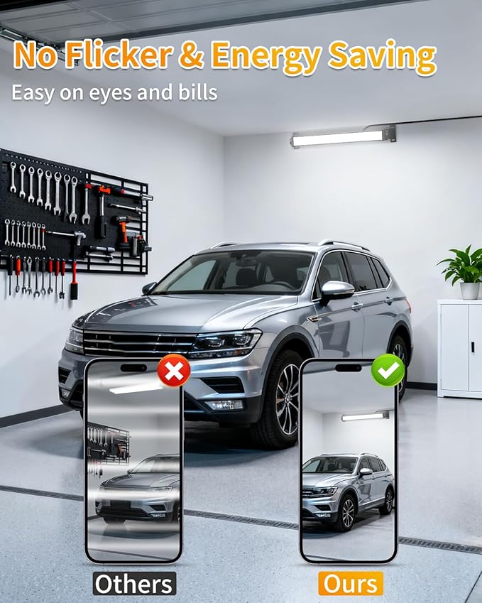 40W LED Shop Lights with 6.6FT Cord, Swtich, 5400LM Plug in Garage Light, 6000K Daylight Shop Lights for Garage, Workshop, Warehouse, Indoor (1 Pack)