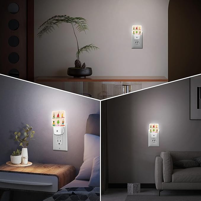 LED Night Light Lamp with Smart Sensor Dusk to Dawn Sensor,Fruit and Vegetables Doing Yoga Night Light Daylight White,0.5W Plug-into Wall for Adults,Bedroom,Bathroom,Hallway,Kitchen