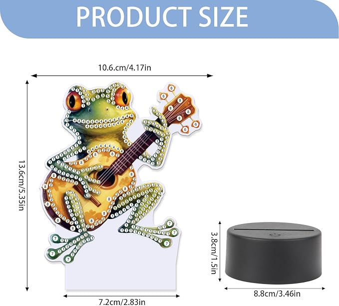 JISHSHAY Diamond Painting Night Light Diamond Art Table Lamps Gem Art LED Lights Gem Painting Desk Lamp Mosaic Kits for Adults DIY Kits for Adults with Special Shaped Crystal Frog