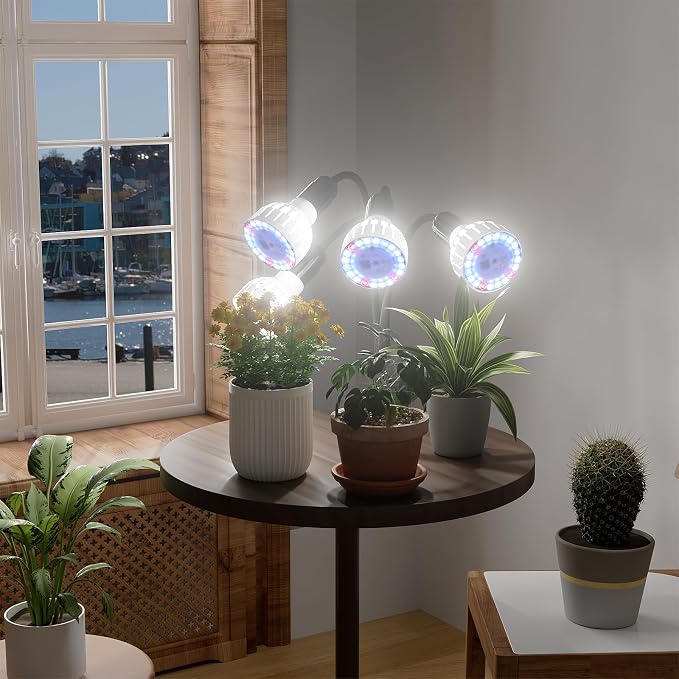 Grow Light,24W (160Watts Equiv) 5000K White Full Spectrum LED Growing Lamp Clip on Desk for Indoor Plants,Bulbs Replaceable & Non-dimmable (Black, 320W)
