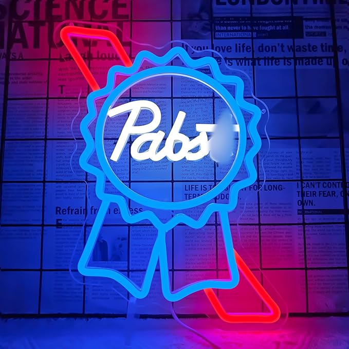 Beer Neon Sign Dimmable Bar Neon Light for Man Cave Blue Lights up Sign for Home Bar Bedroom Shop Club Pub Bistro