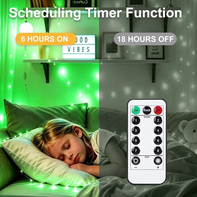 6 Pack Fairy Lights Battery Operated with Remote Timer 8 Lighting Modes,7ft 20 LED Waterproof Mini String Lights for Halloween Christmas Table Centerpieces Bedroom Decorations,Green