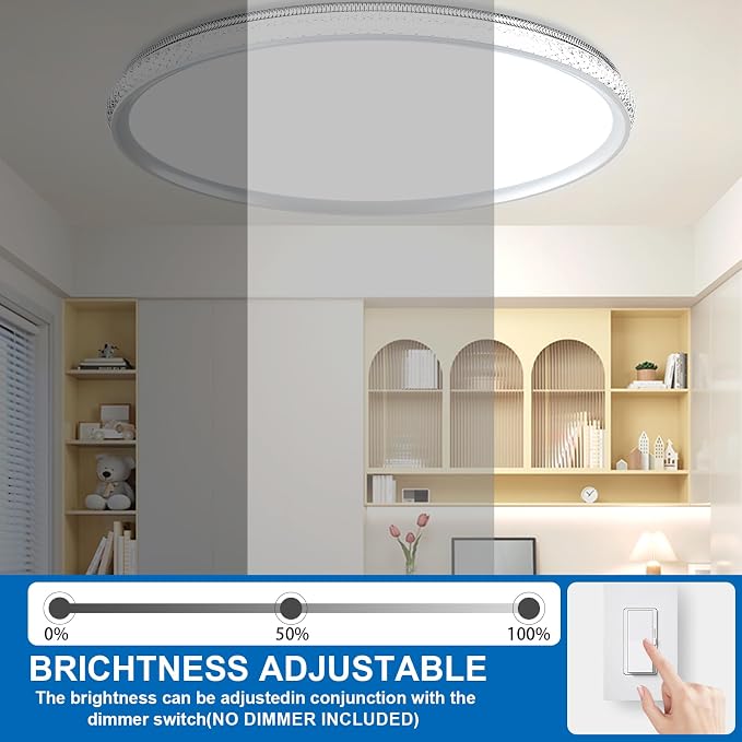15 Inch LED Flush Mount Ceiling Light,Modern Ceiling Light | 35W 4000LM 5CCT 2700-5000K Selectable, Dimmable Ceiling Lights for Kitchen,Bedroom, Living Room,Office