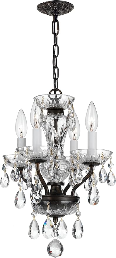 Crystorama Traditional Crystal 4 Light Clear Italian Crystal English Bronze Mini Chandelier