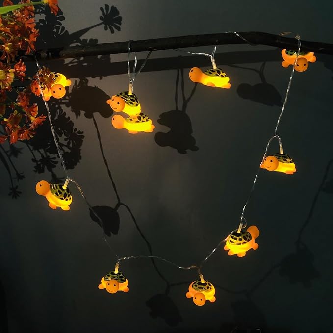 Cute Turtle Night Lights Turtle String Lights Battery Operated Bedroom Fairy Lights for Children Bedroom Home Holiday Decortion (Turtle, 1.65m/10LED)