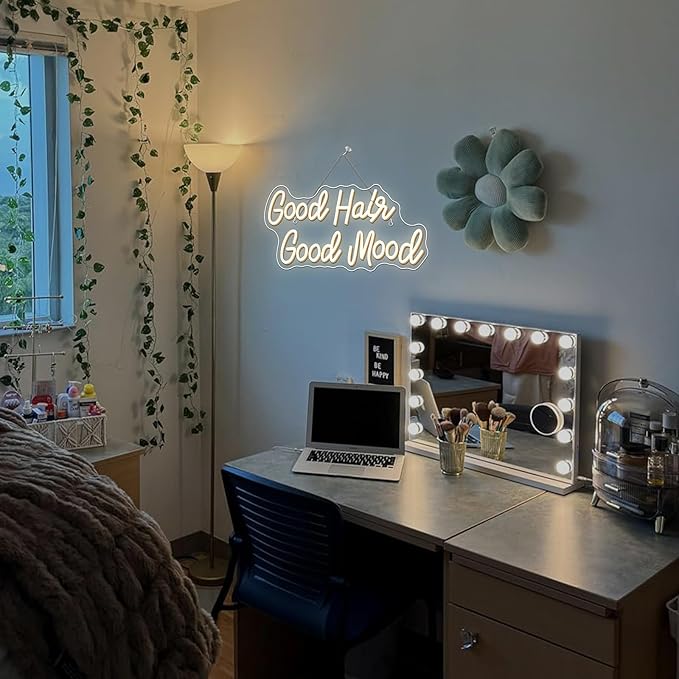 WX&YH Good Hair Good Mood Neon Sign Hair Salon Led Sign for Wall Decor Haircut Neon Lights for Business Barber Shop Store Hair Salon Neon Sign Lights Decor Gifts for Women