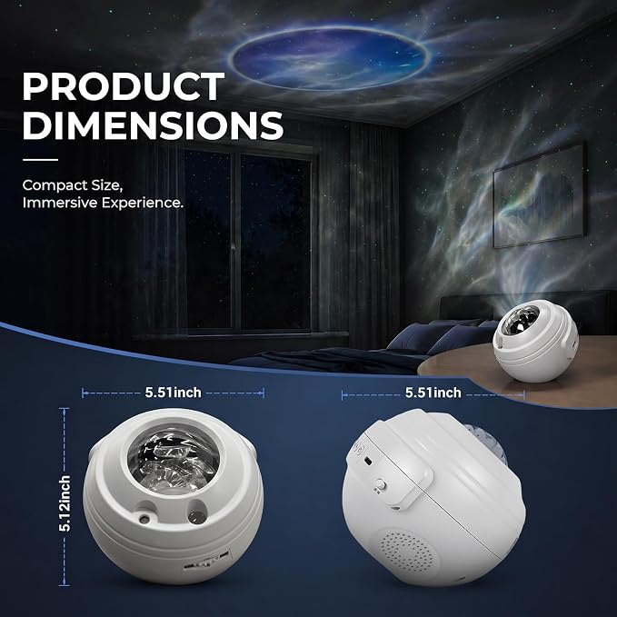 Galaxy Projector, Star Projector Bluetooth for Bedroom | White Noise Night Light Projector, Adjustable Brightness Ceiling Space Projector with Timer, Remote Control, Bedroom Deco