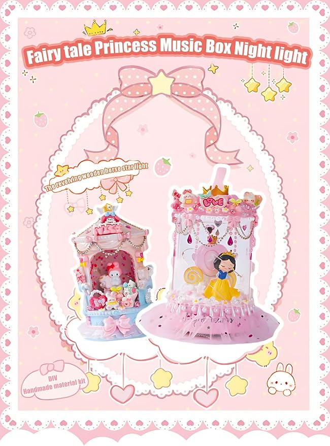 cute Melody nightlight, suitable as an anniversary, Christmas, or birthday gift for girls, moms, friends, and daughters. It does not rotate with music and only has a nightlight effect.(Pink Melod)