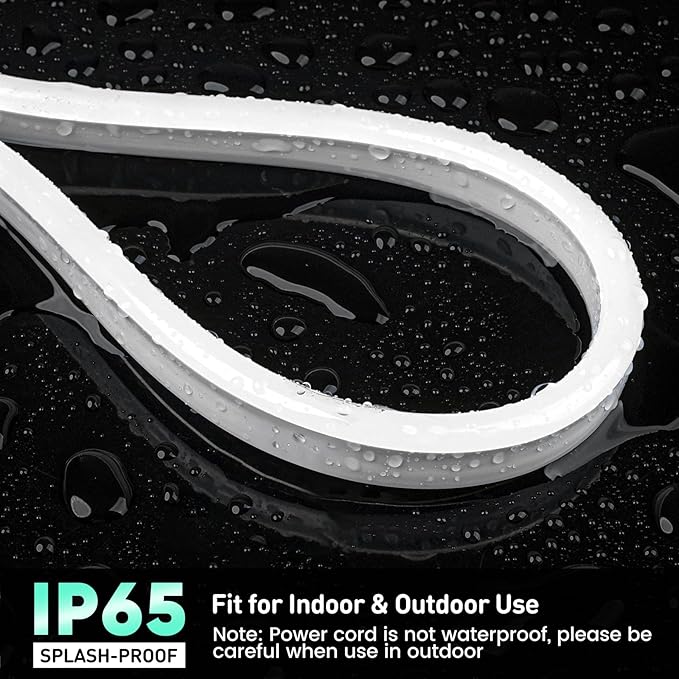 GZBtech RGB LED Neon Rope Lights 16.4FT/5M, AC 110-120V Waterproof Color Changing LED Rope with Remote Control, Dimmable Multi Color Strip Lighting for Indoor Outdoor Commercial Use, ETL Listed