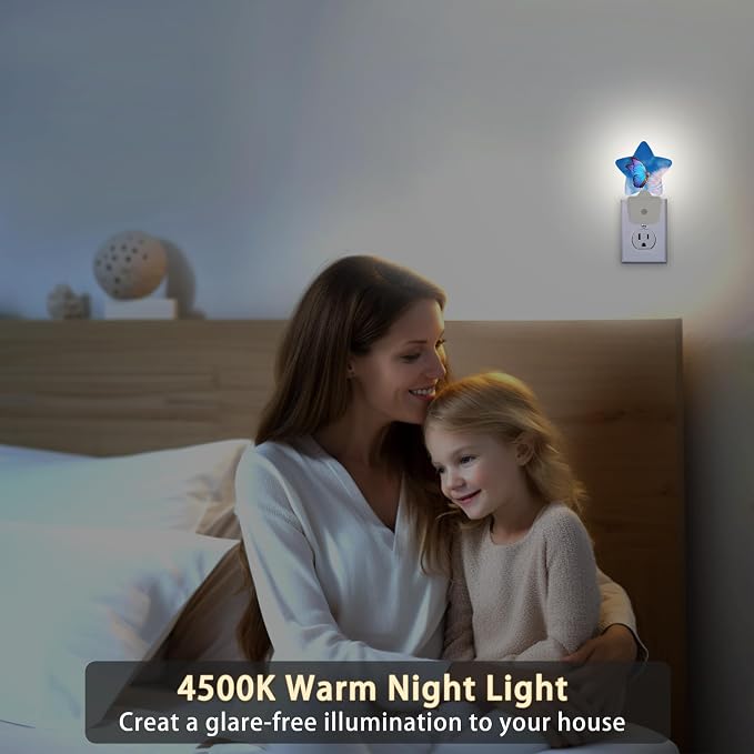 Blue Butterfly Dandelion Night Lights Plug into Wall with Dusk to Dawn Sensor,Lamp for Bedroom Bathroom Hallway Nightlight for Women Girls