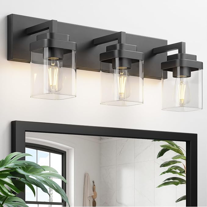 Bathroom Vanity Light, 3 Lights Morden Bathroom Lighting Fixtures Over Mirror, Black Bathroom Light Fixtures for Bathroom