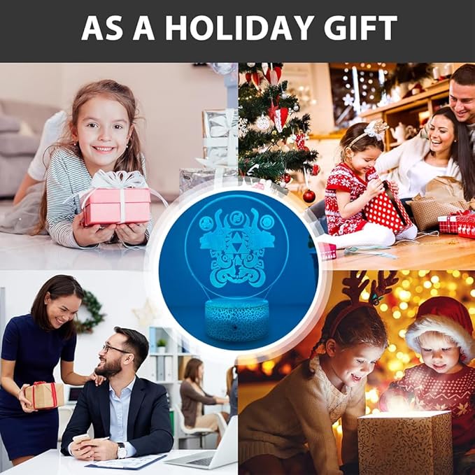 3D Night Light, 16 Color Changing Cartoon USB Desk Lamp, Crest of Hyrule Illusion Lighting with Remote Control for Home Decor Gift for Kids. (7)
