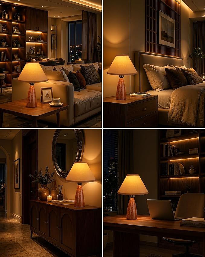 Nusogon Touch Table Lamp for Nightstand - 3-Way Dimmable Small Bedside Lamp | 3s Quick Shut-Off Smart Desk Lamp for Bedroom, Living Room, Reading, Nursery, LED Bulb Included