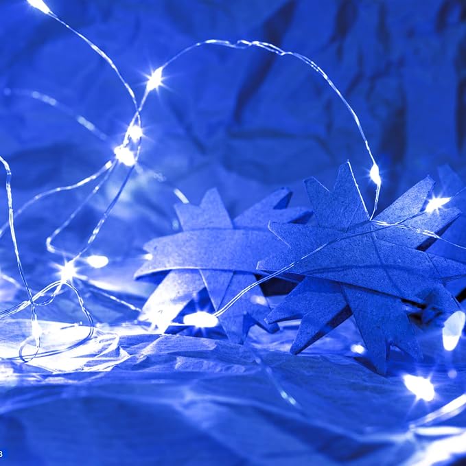 4 Pack Blue Fairy Lights Battery Operated with Remote, Waterproof 20FT 60LED Cuttable Twinkle Lights with Timer Indoor Outdoor, String Light for Bedroom, Classroom, Wedding, DIY, Christmas Décor