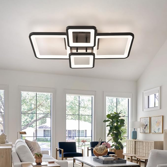 24" 42W Light Fixtures Ceiling Mount 1432LM Living Room Light Fixture | 3000-6500K Remote control APP Adjustable color temperature brightness Memory function Night light for Bedroom Kitchen Modern
