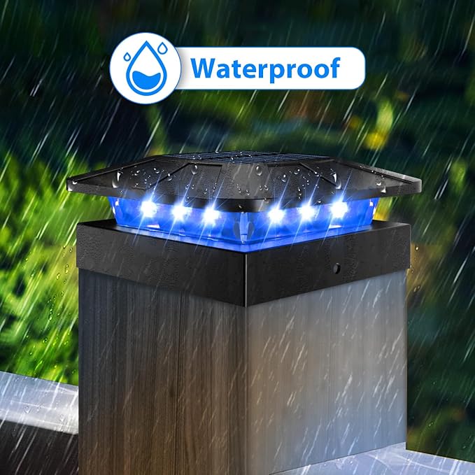 12 Pack 4x4 Solar Post Cap Lights Outdoor RGB Color Changing | Post Top Light Fit 4x4/3.5×3.5 Wood & Vinyl Posts, Waterproof Caps Lighting for Outside Fence Deck Porch Yard Mailbox