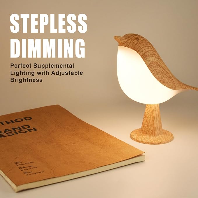 Deogos Small Desk Lamp, Cute Bird Light Cordless Lamp with 3 Color Temperature and Touch Sensor,Kids Night Light with Rechargeable Battery for Bedroom Nightstand Bedside Table Room Decor | Cute Bird Night Light, Rechargeable Table Lamp with 3 Color Mod...