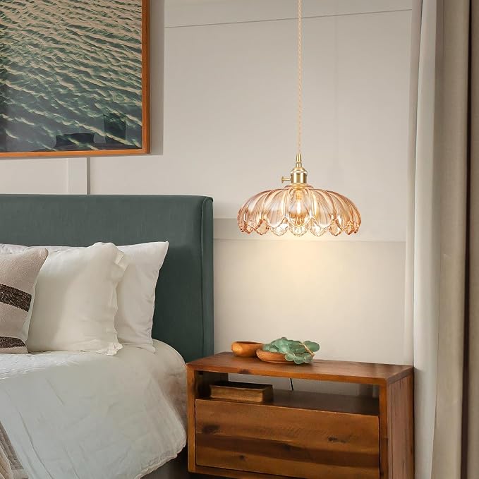 Battery Operated Pendant Light,Vintage Light Fixtures 2500mAh 9.8in RGB Light Bulb with Remote Control Wireless Adjustable Rechargeable Chandelier for Kitchen Island Hallway 1Light